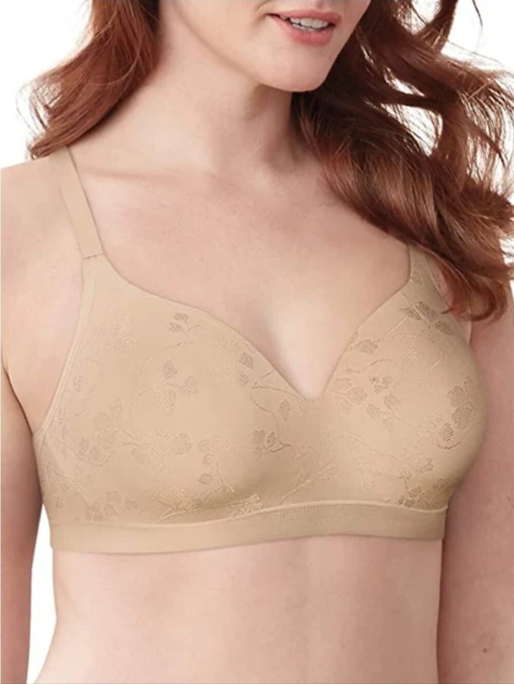 Wonderbra Beige Neutral Floral Wireless T-Shirt Bra Nude Tan Women's Size Large